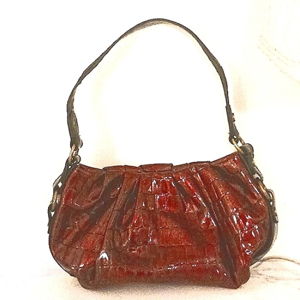 SIMPLY VERA WANG CROC BURGUNDY/WINE SHOULDER BAG NWOT